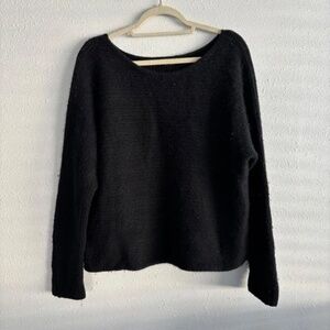 THE ROW Black Bateau Neck Thick Knit Cashmere Sweater